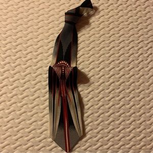 Mens Peacock Feather Necktie design in Bold Red & Black